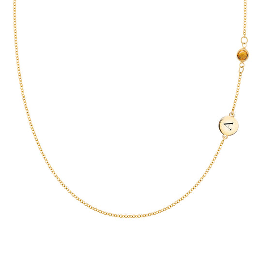 0.25 TCW Round Citrine Lab Made Diamond- November Birthstone Necklace 1