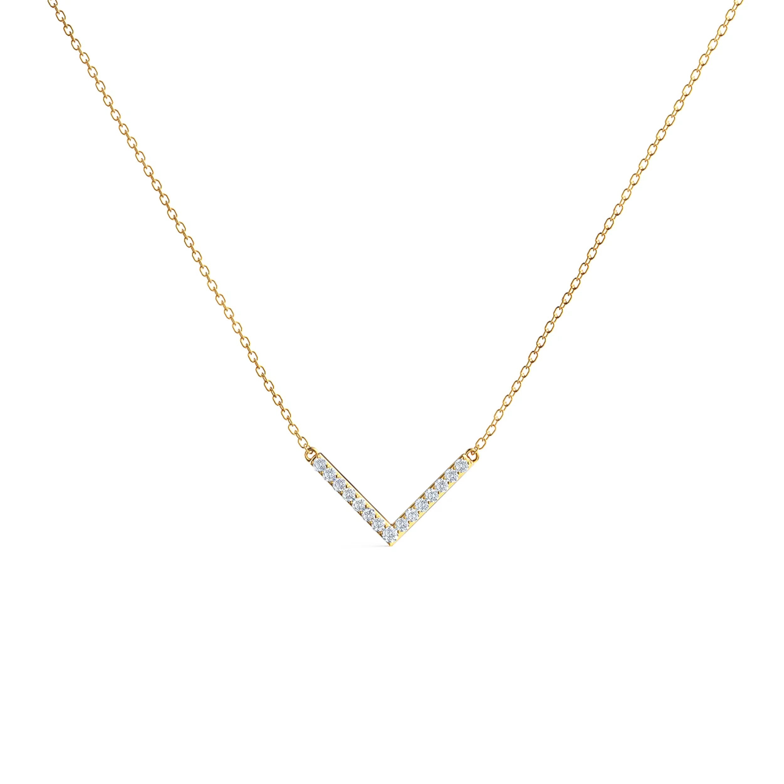 0.40 CT Round Moissanite Diamond V-Shape Pendant Necklace in Solid Gold 4