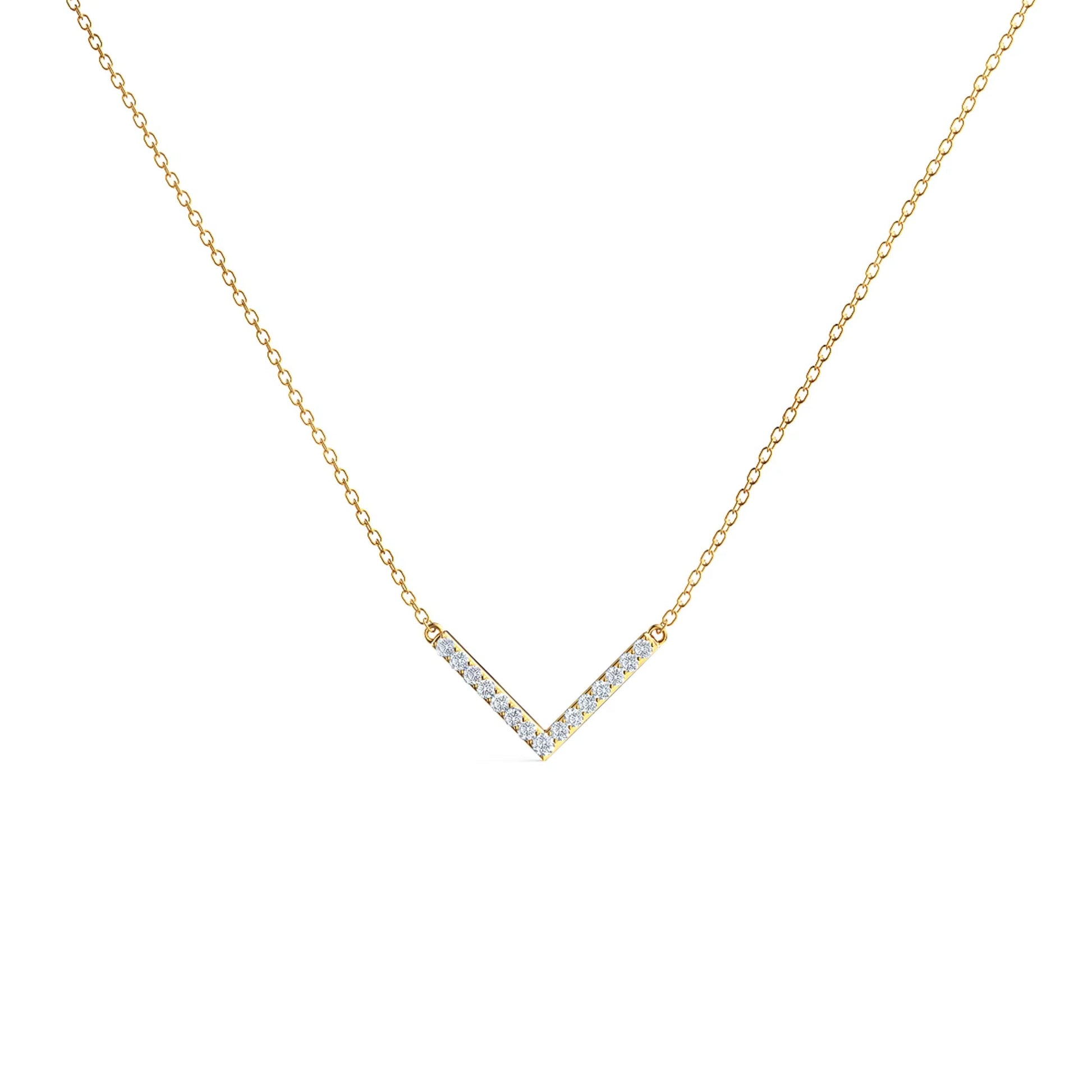 0.40 CT Round Moissanite Diamond V-Shape Pendant Necklace in Solid Gold 4