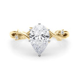 Stunning 1.0-2.0 CT Pear Moissanite Engagement Ring with Twig Design 1