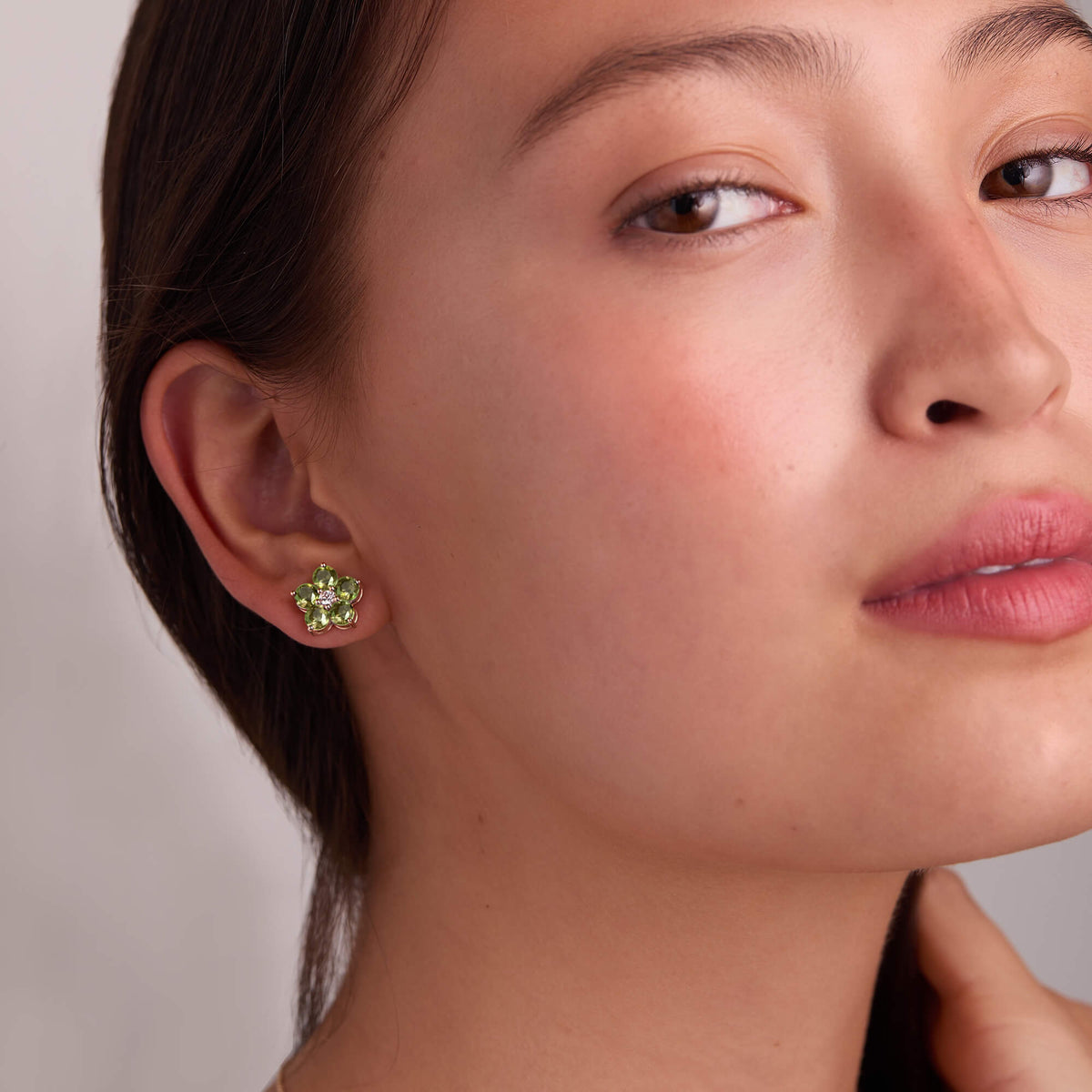 0.08 CT Round Peridot Lab Made Diamond- August Birthstone Studs 3