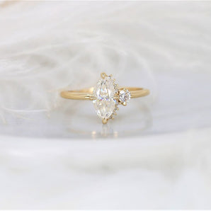 Stunning 1 CT Marquise Moissanite Engagement Ring with Cluster Design