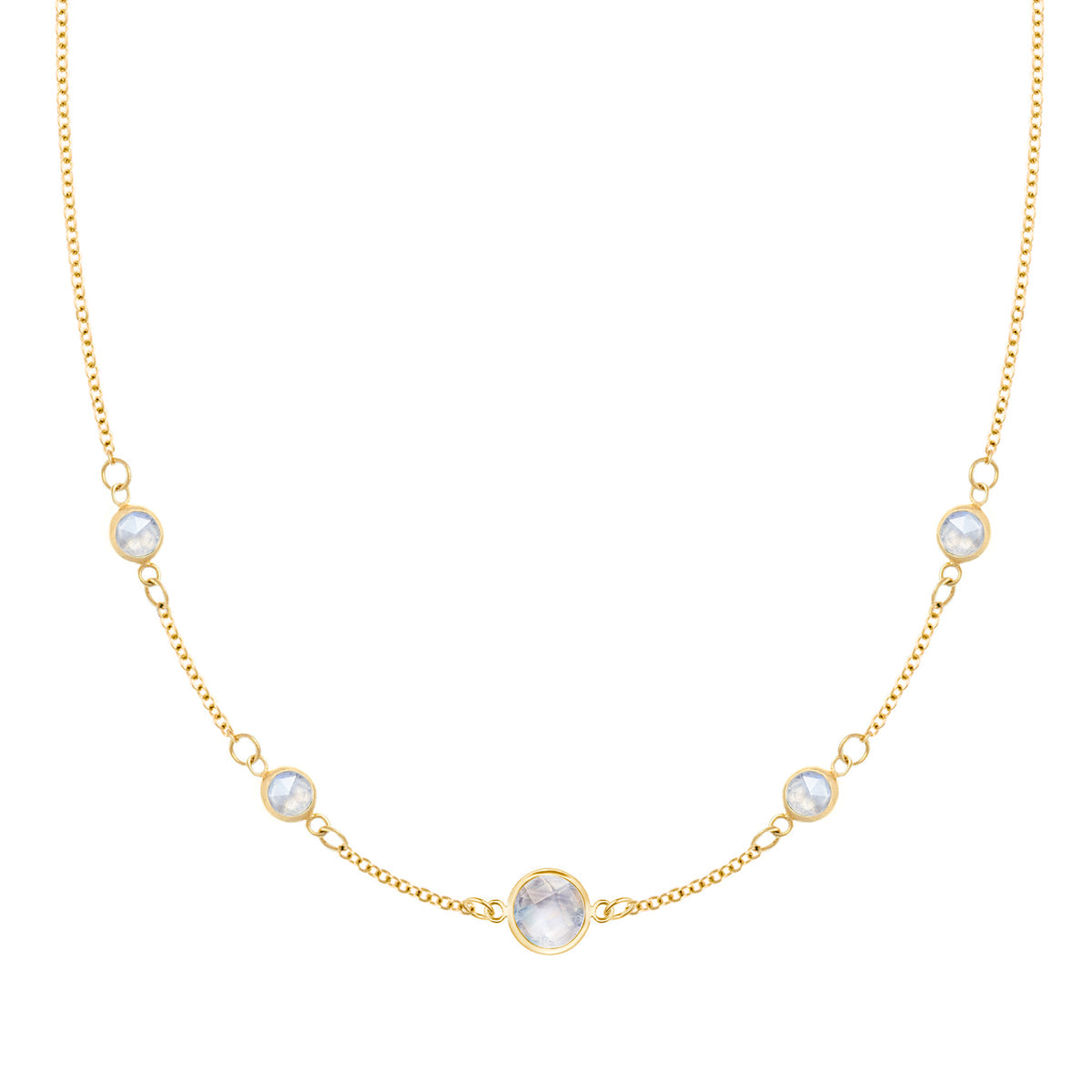 0.25 CT Round Moonstone Lab Made Diamond- June Birthstone Necklace 1