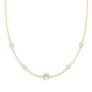 0.25 CT Round Moonstone Lab Made Diamond- June Birthstone Necklace