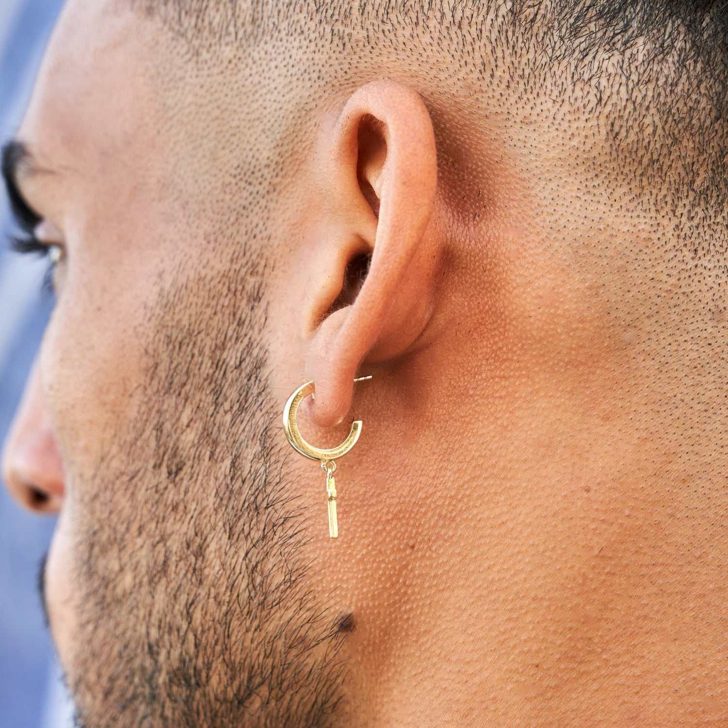 Cross Huggies Silver Earrings for Him 3