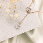 0.20 CT Round Moissanite Diamond Lariat Necklace in Solid Gold 1