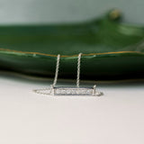0.30 TCW Round Moissanite Diamond Bar Pendant Necklace in Solid Gold 1