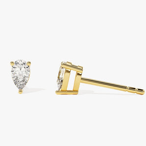 1.0 TCW Pear Cut Moissanite Stud Earrings in Gold