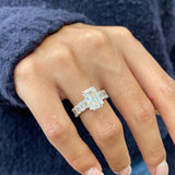 Stunning 2.0 CT Emerald Cut Moissanite Engagement Ring with Pave Design 5