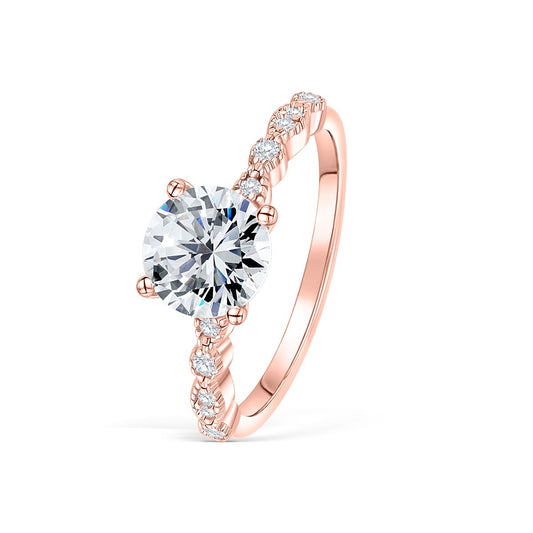 Stunning 1.5 CT Round Moissanite Engagement Ring in Pave Design 2