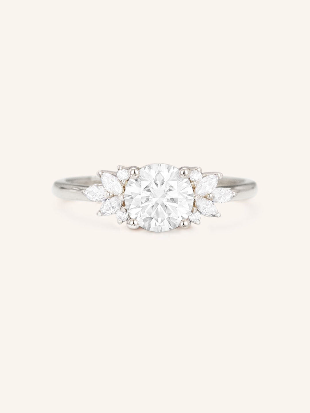 Stunning 1.0 CT Round Moissanite Engagement Ring with Cluster Design 3