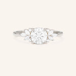 Stunning 1.0 CT Round Moissanite Engagement Ring with Cluster Design 3