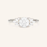 Stunning 1.0 CT Round Moissanite Engagement Ring with Cluster Design 3