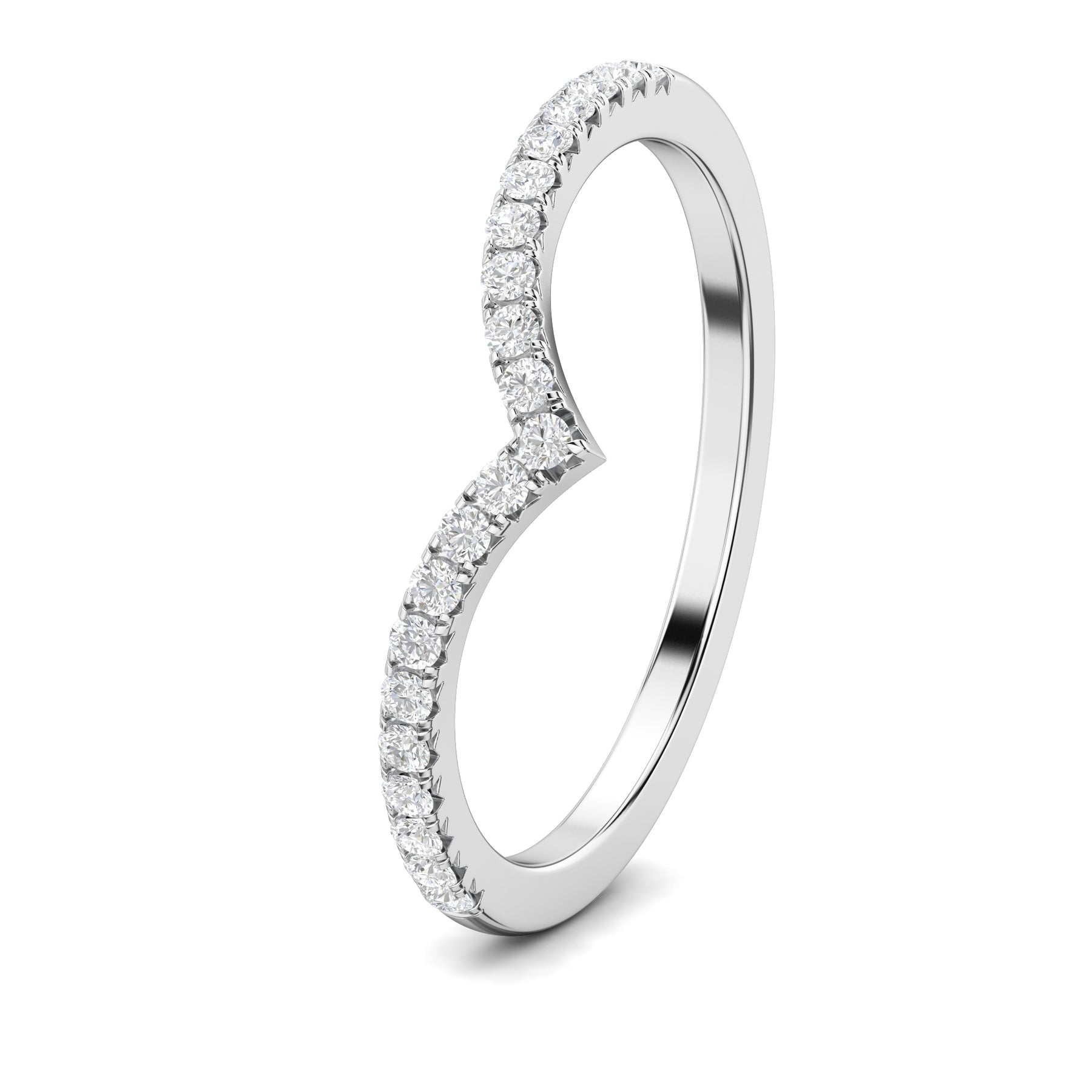 Stunning 0.2 TCW Round Moissanite Stones Curved Wedding Bands 3