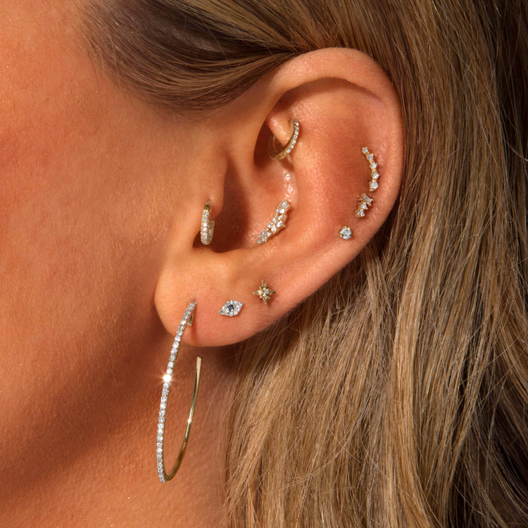 2.0 TCW Round Cut Moissanite Large Hoops Earrings in Gold 10