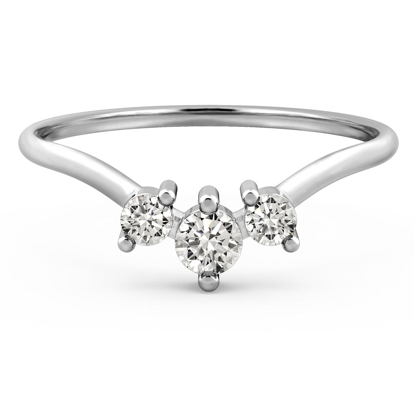 Stunning 0.30 CT Round Moissanite Stones Three Stone Wedding Band 3