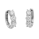 0.40 TCW Round Cut Moissanite Three Stone Hoops Earrings in Gold 1
