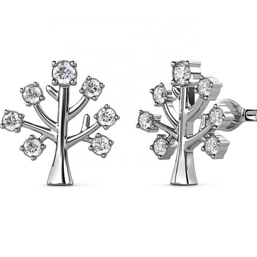 Round Cut Cubic Zirconia in 925 Sterling Silver Earrings 1