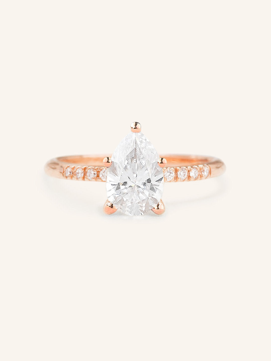 Stunning 1 CT Pear Moissanite Engagement Ring With Pave Design 3