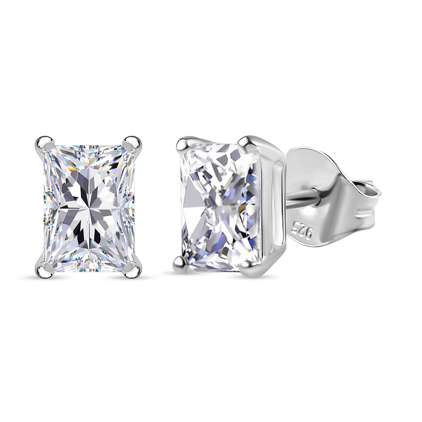 Round Cut Cubic Zirconia in 925 Sterling Silver Earrings 1