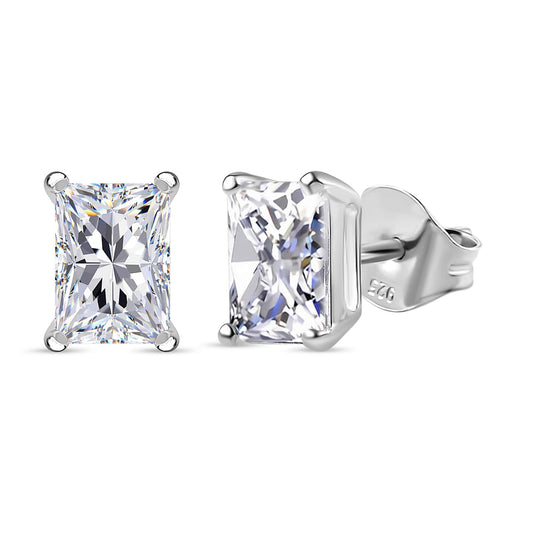 Round Cut Cubic Zirconia in 925 Sterling Silver Earrings 1