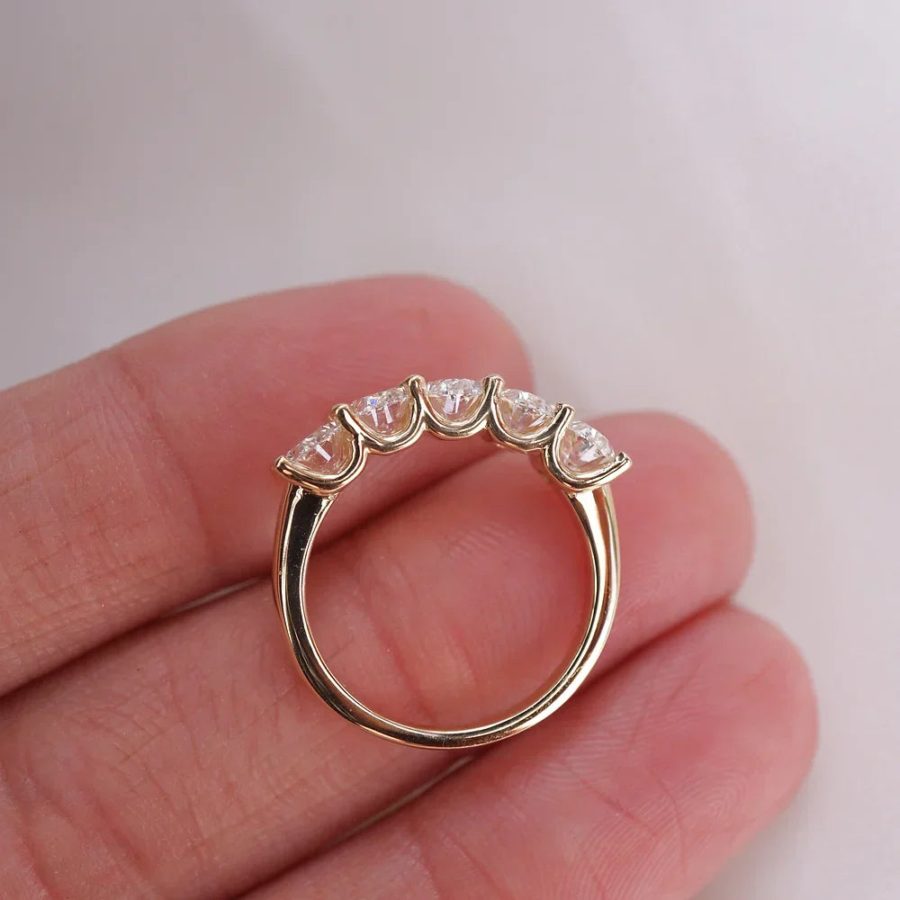 Stunning 0.4 TCW Oval Moissanite Stone with Half Eternity Wedding Band 5
