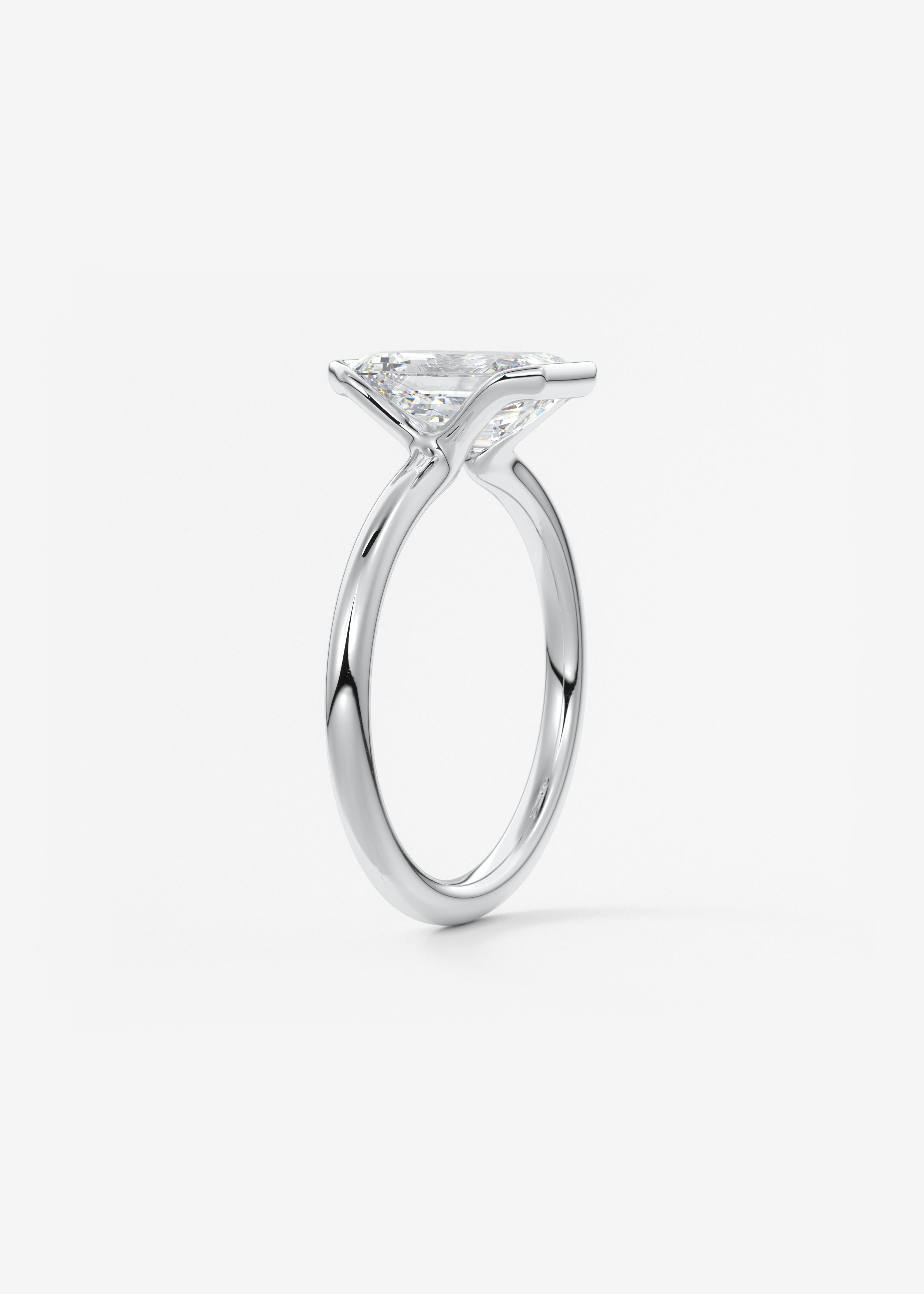 Emerald Half Bezel Lab Grown Diamond Engagement Ring