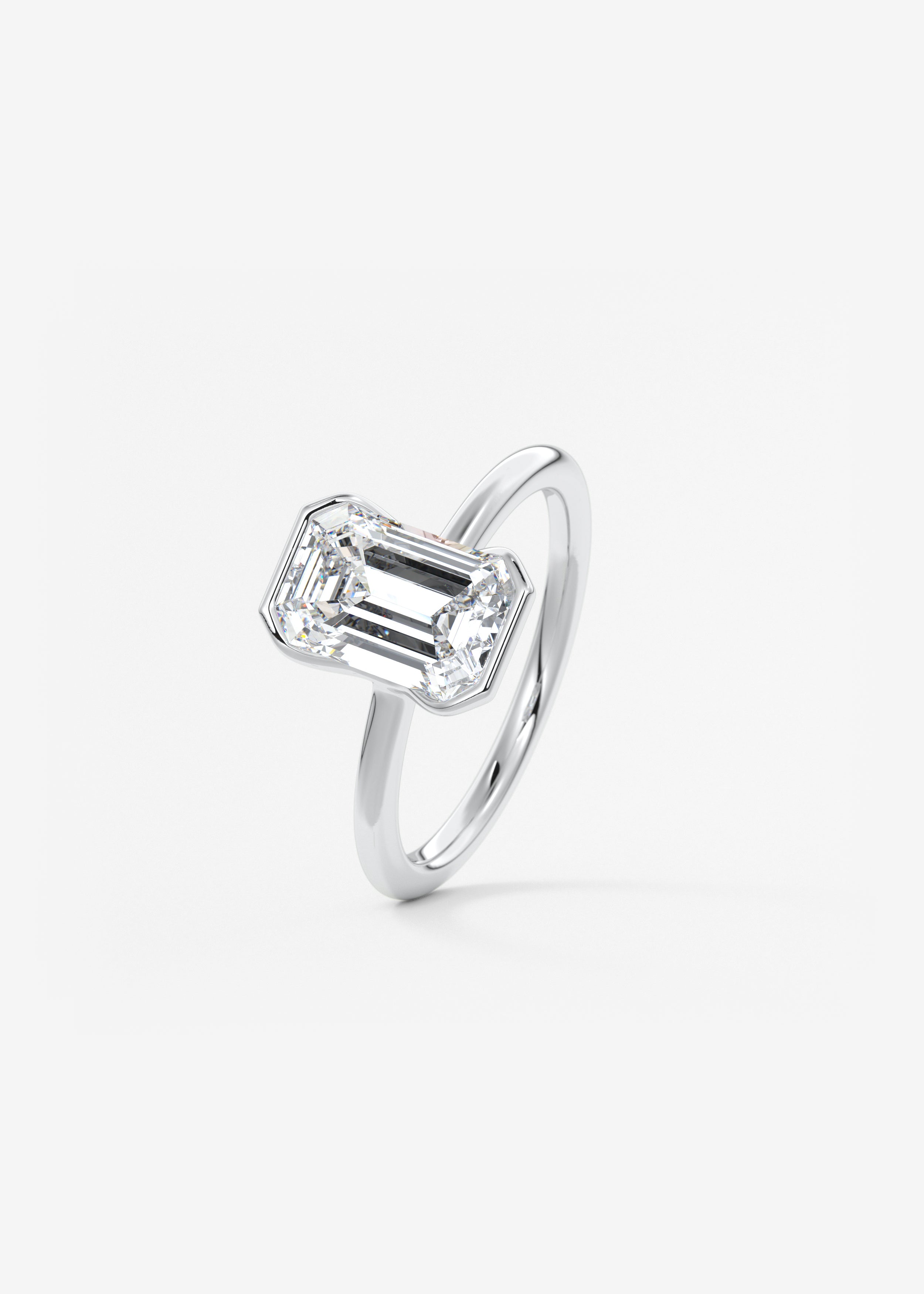 Emerald Half Bezel Lab Grown Diamond Engagement Ring