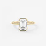 Emerald Half Bezel Lab Grown Diamond Engagement Ring