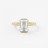 Emerald Half Bezel Lab Grown Diamond Engagement Ring