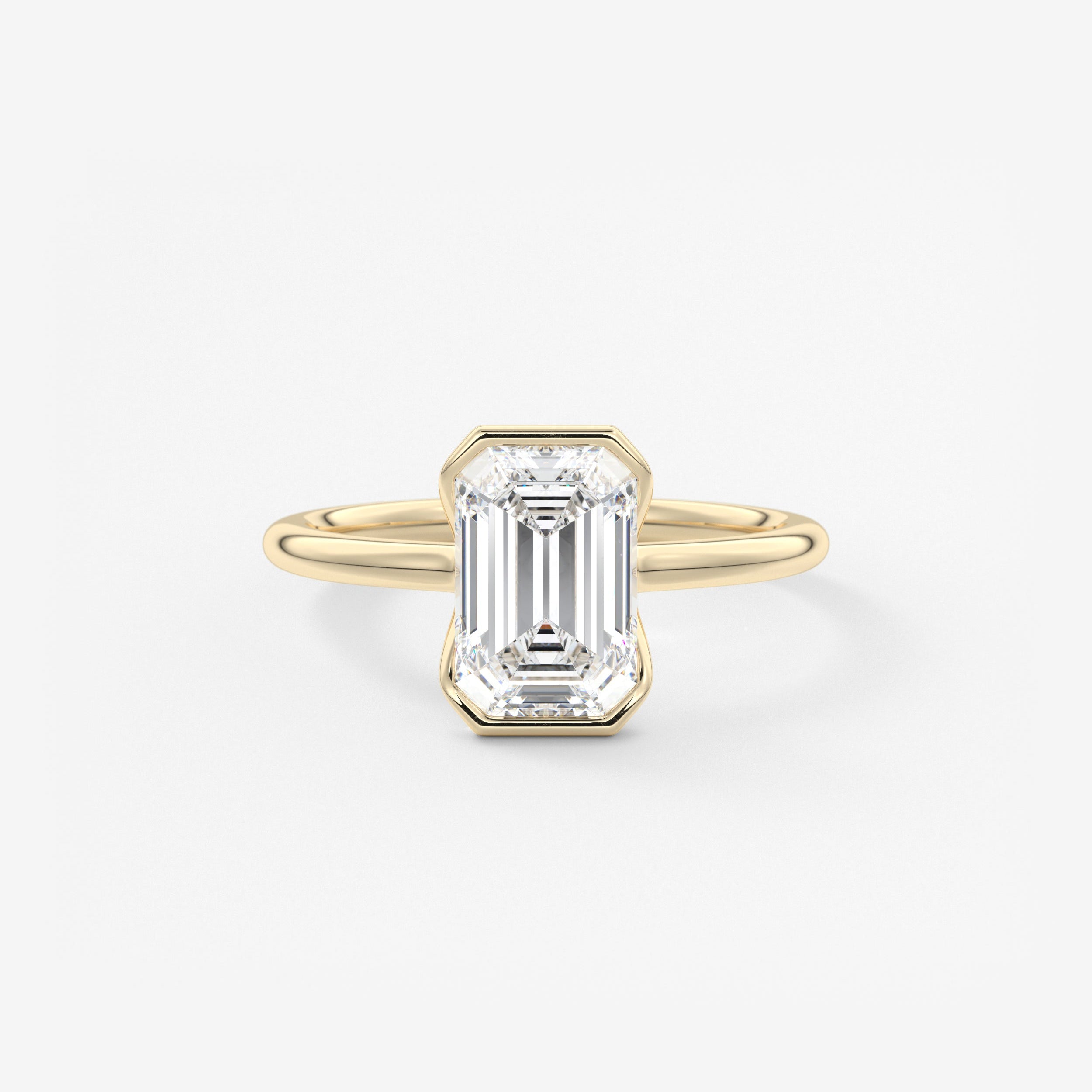 Emerald Half Bezel Lab Grown Diamond Engagement Ring