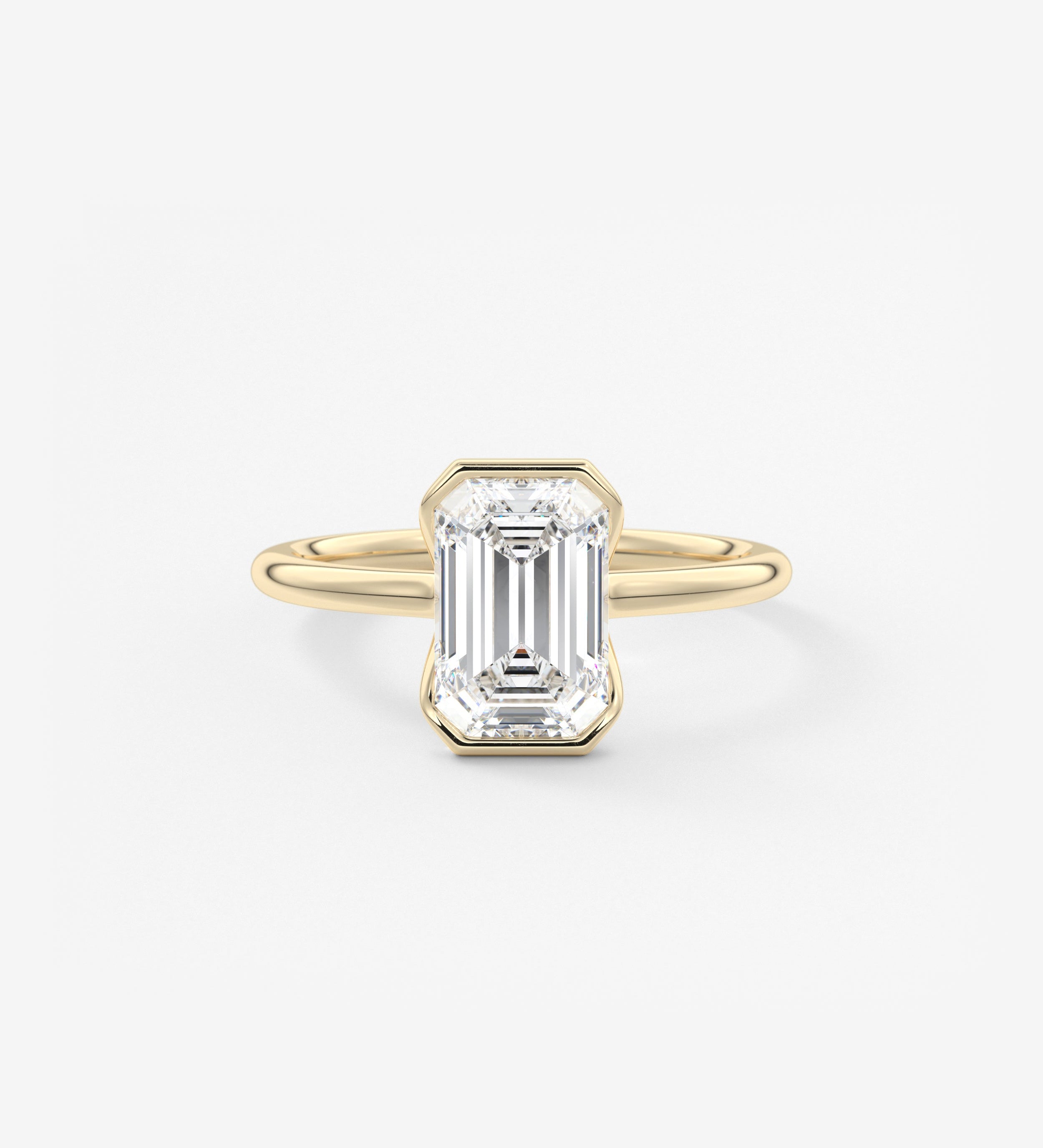 Emerald Half Bezel Lab Grown Diamond Engagement Ring