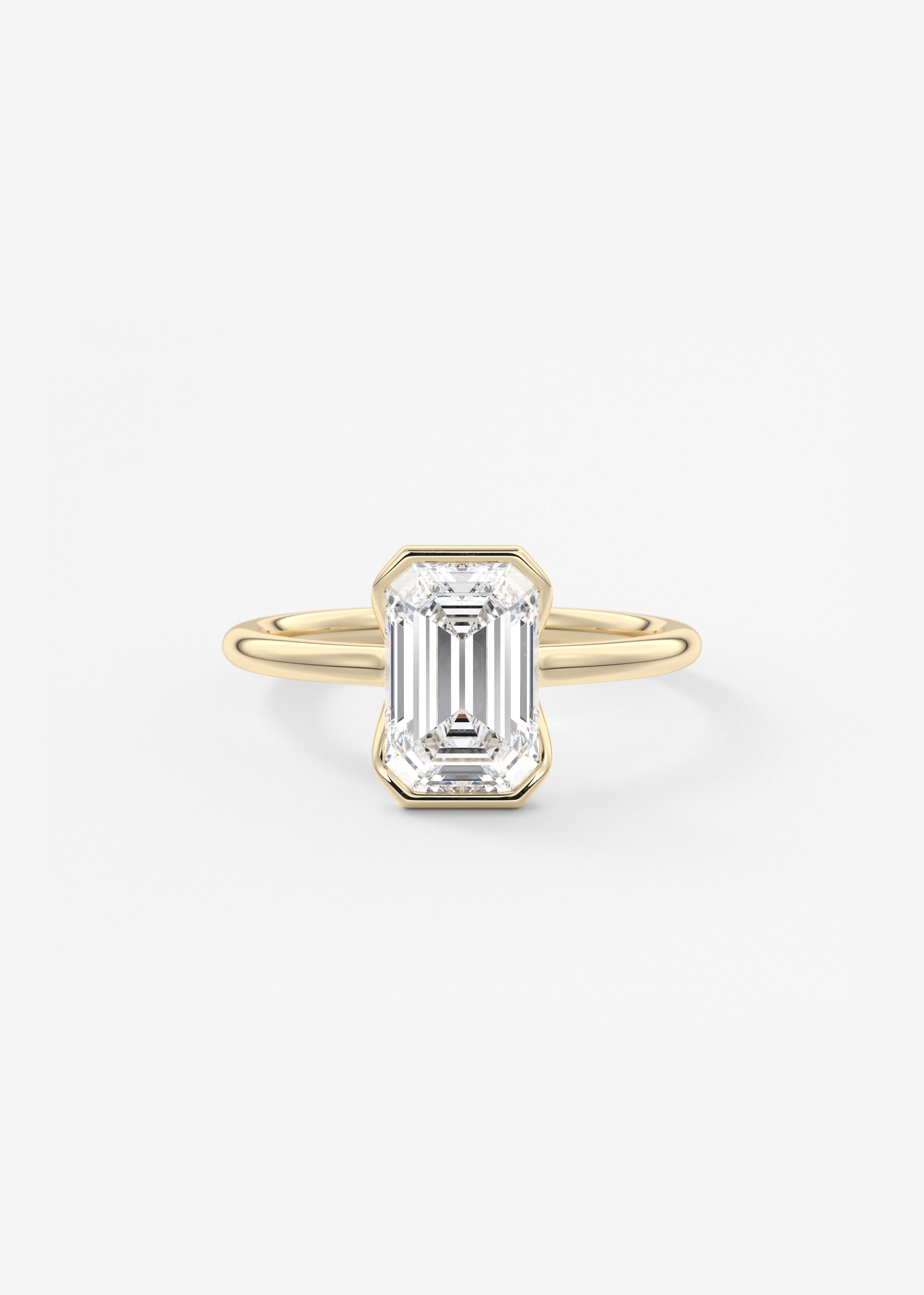Emerald Half Bezel Lab Grown Diamond Engagement Ring