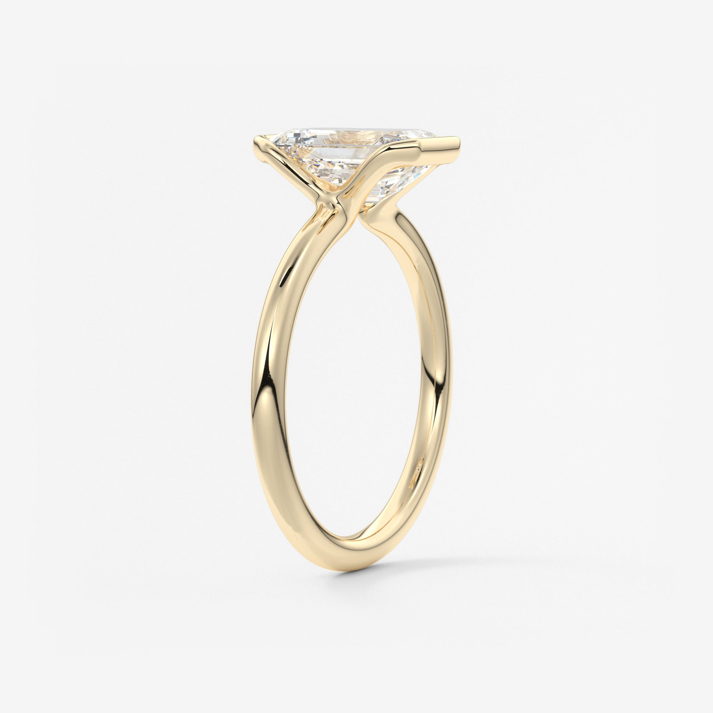 Emerald Half Bezel Lab Grown Diamond Engagement Ring