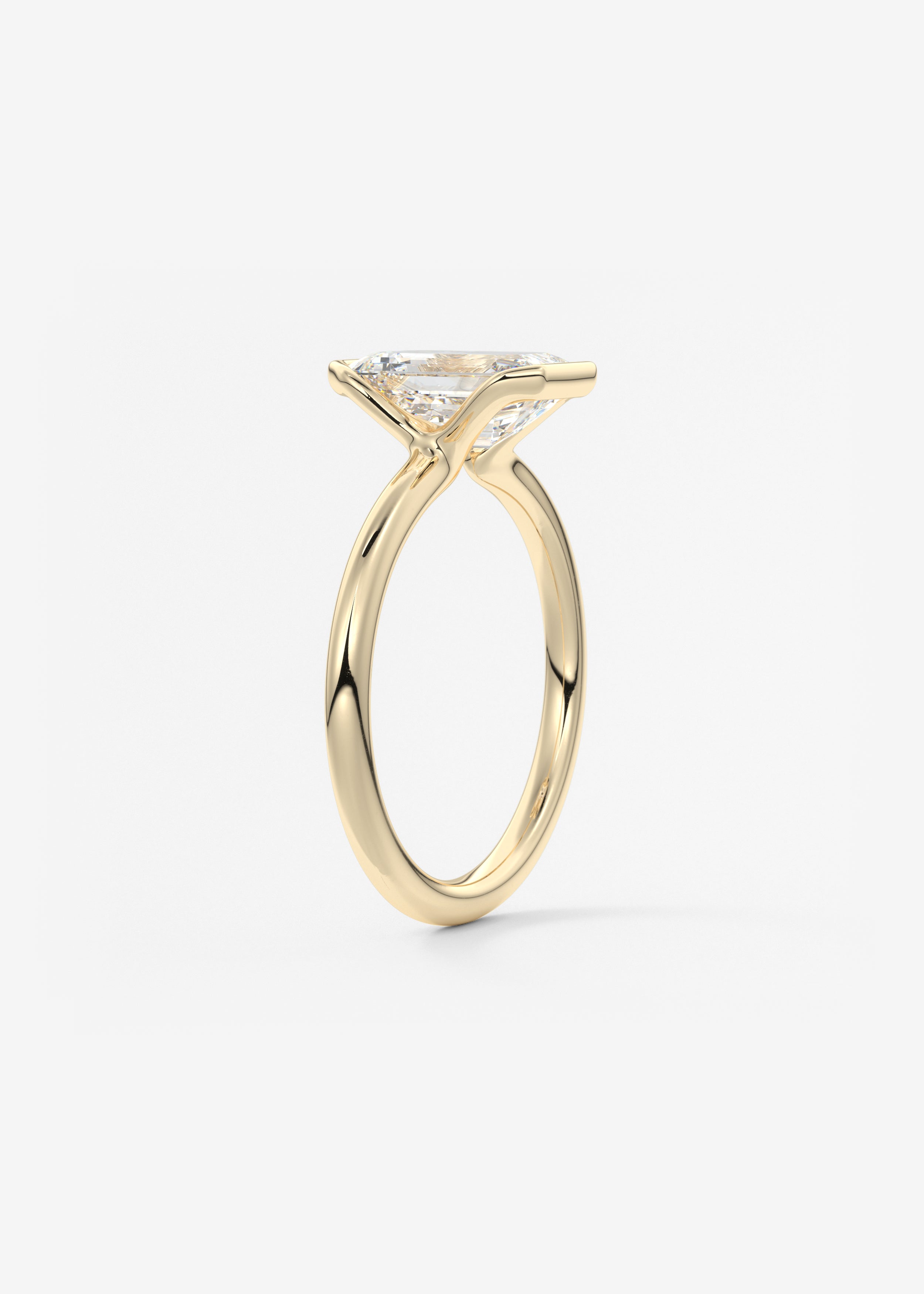 Emerald Half Bezel Lab Grown Diamond Engagement Ring