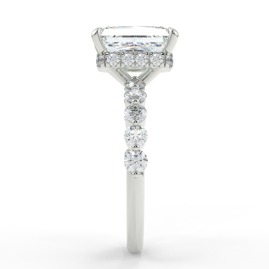 Stunning 2.50 CT Radiant Moissanite Engagement Ring with Hidden Halo & Pave Design 7