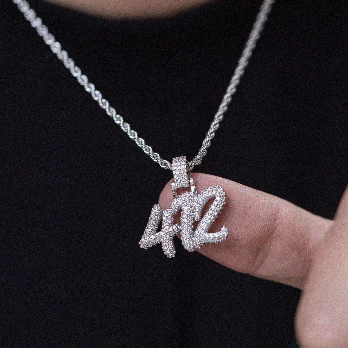 5 CT Round Moissanite Custom Pave Style Silver Pendant for Him 13