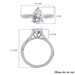 Pear Cut Pave Style Cubic Zirconia in 925 Sterling Silver Ring 6