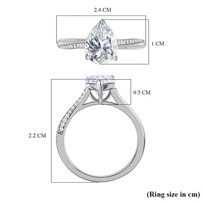 Pear Cut Pave Style Cubic Zirconia in 925 Sterling Silver Ring 6