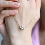 1.0 TCW Oval Moissanite Diamond Three Stone Pendant Necklace in Solid Gold 3