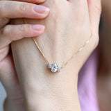 1.0 TCW Oval Moissanite Diamond Three Stone Pendant Necklace in Solid Gold 3