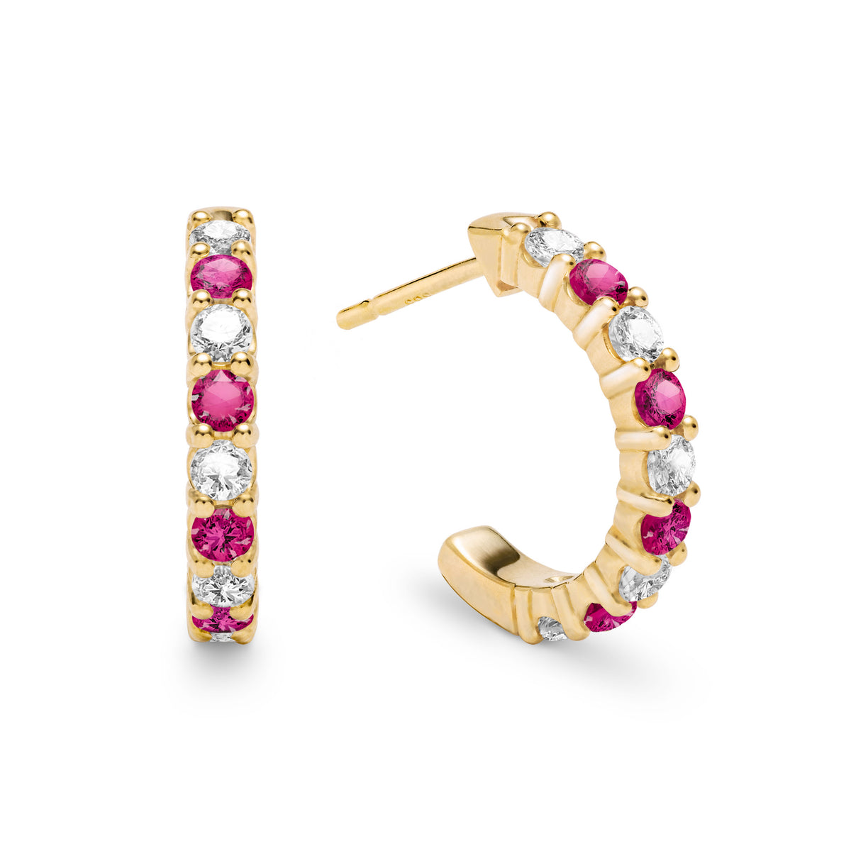 0.27 TCW Round Ruby Lab Made Diamond- July Birthstone Hoop Earrings 1