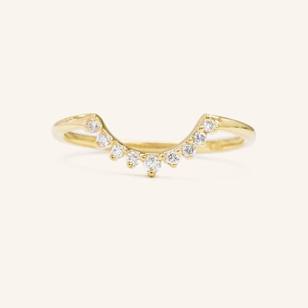 Stunning 0.2 TCW Round Moissanite Stones Curved Wedding Bands 2