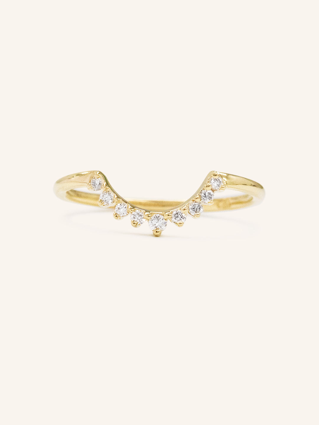 Stunning 0.2 TCW Round Moissanite Stones Curved Wedding Bands 2