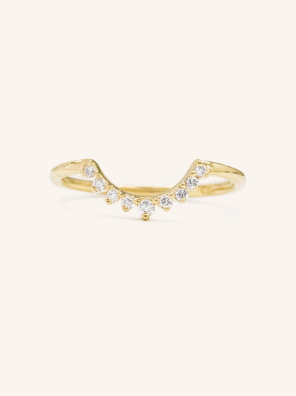Stunning 0.2 TCW Round Moissanite Stones Curved Wedding Bands 2