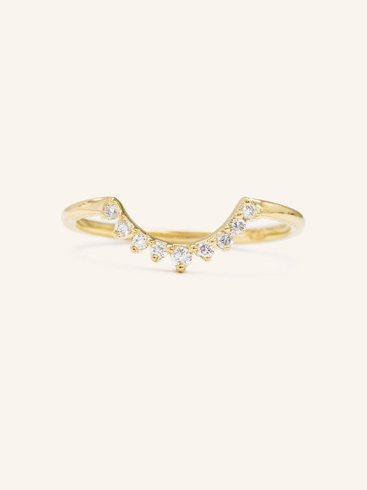 Stunning 0.2 TCW Round Moissanite Stones Curved Wedding Bands 2