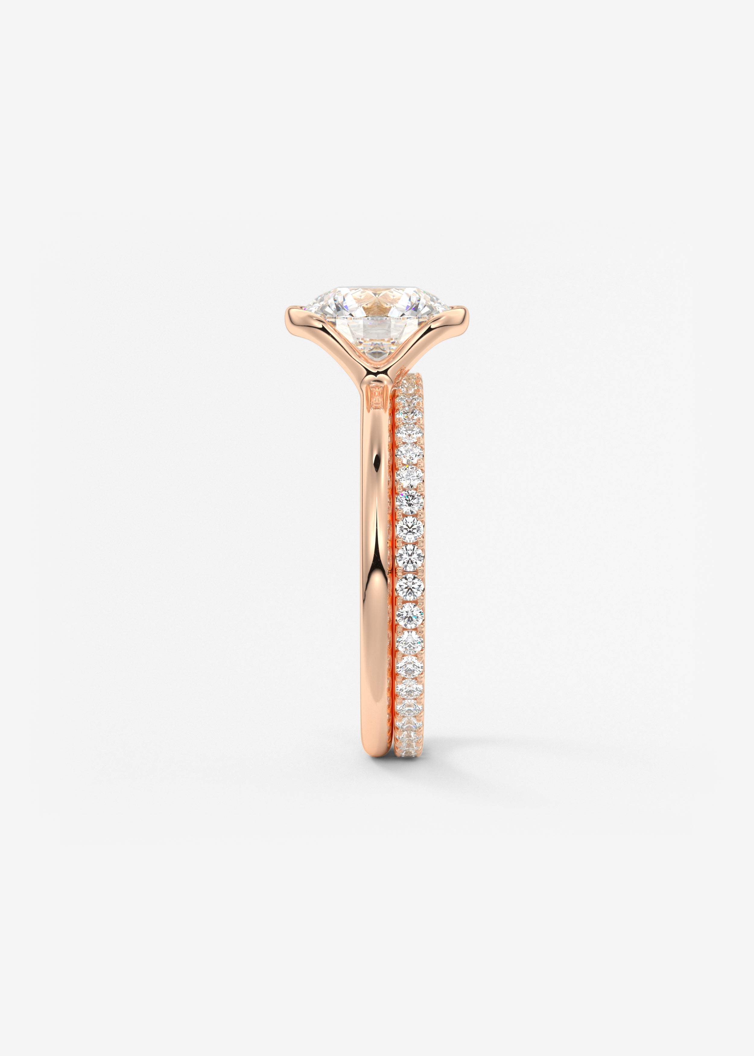 Round Half Bezel Lab Grown Diamond Engagement Ring