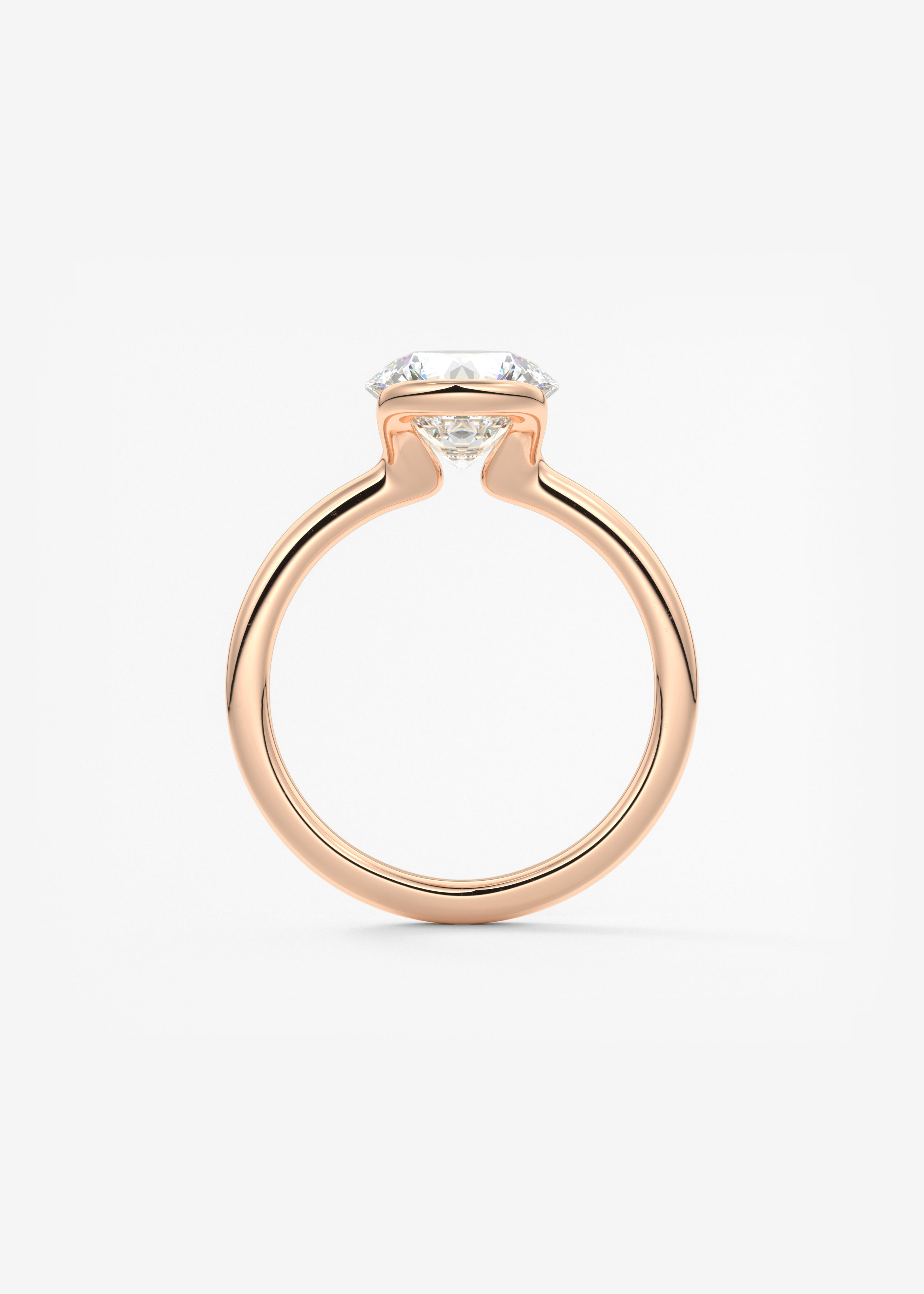 Round Half Bezel Lab Grown Diamond Engagement Ring