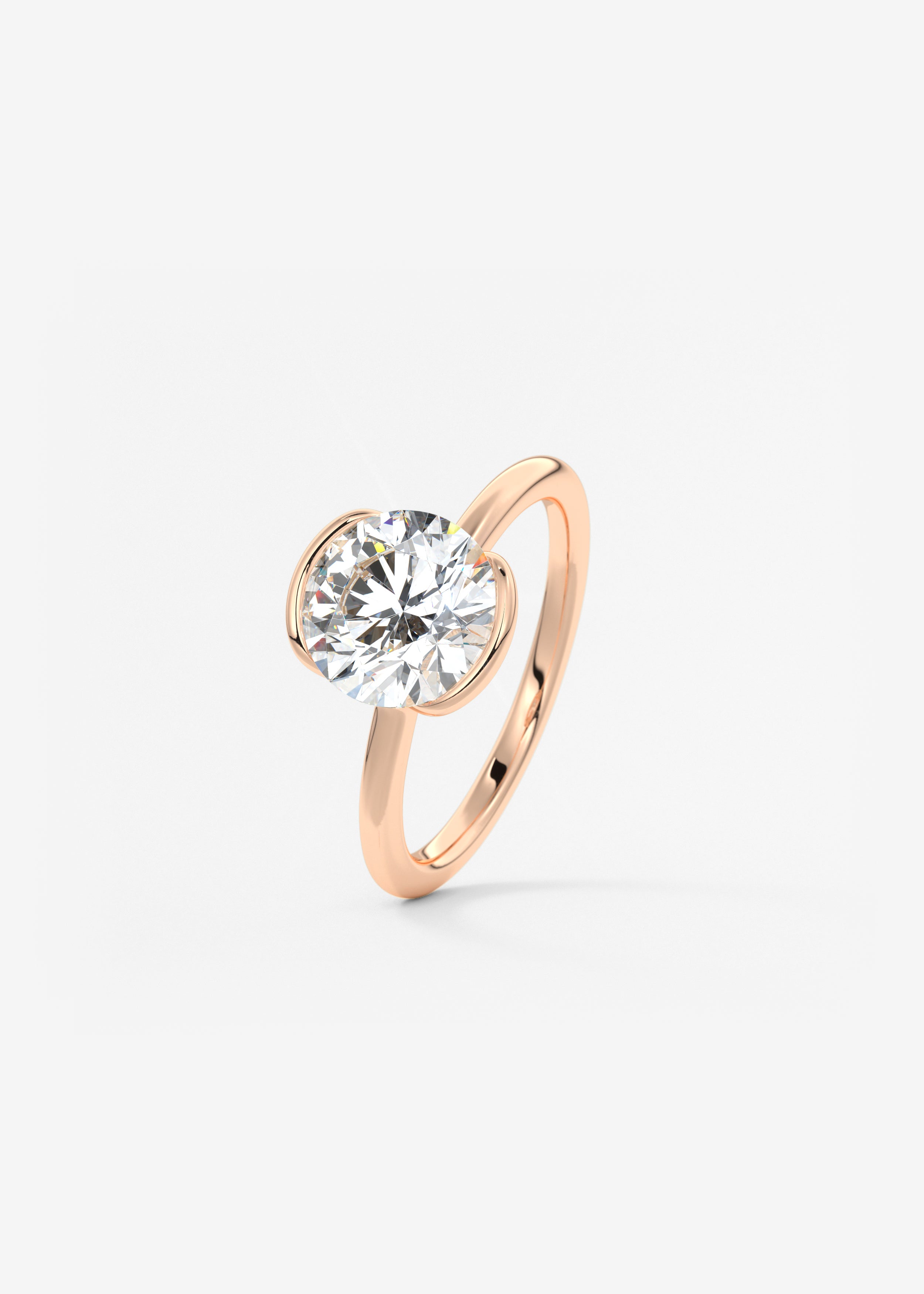 Round Half Bezel Lab Grown Diamond Engagement Ring