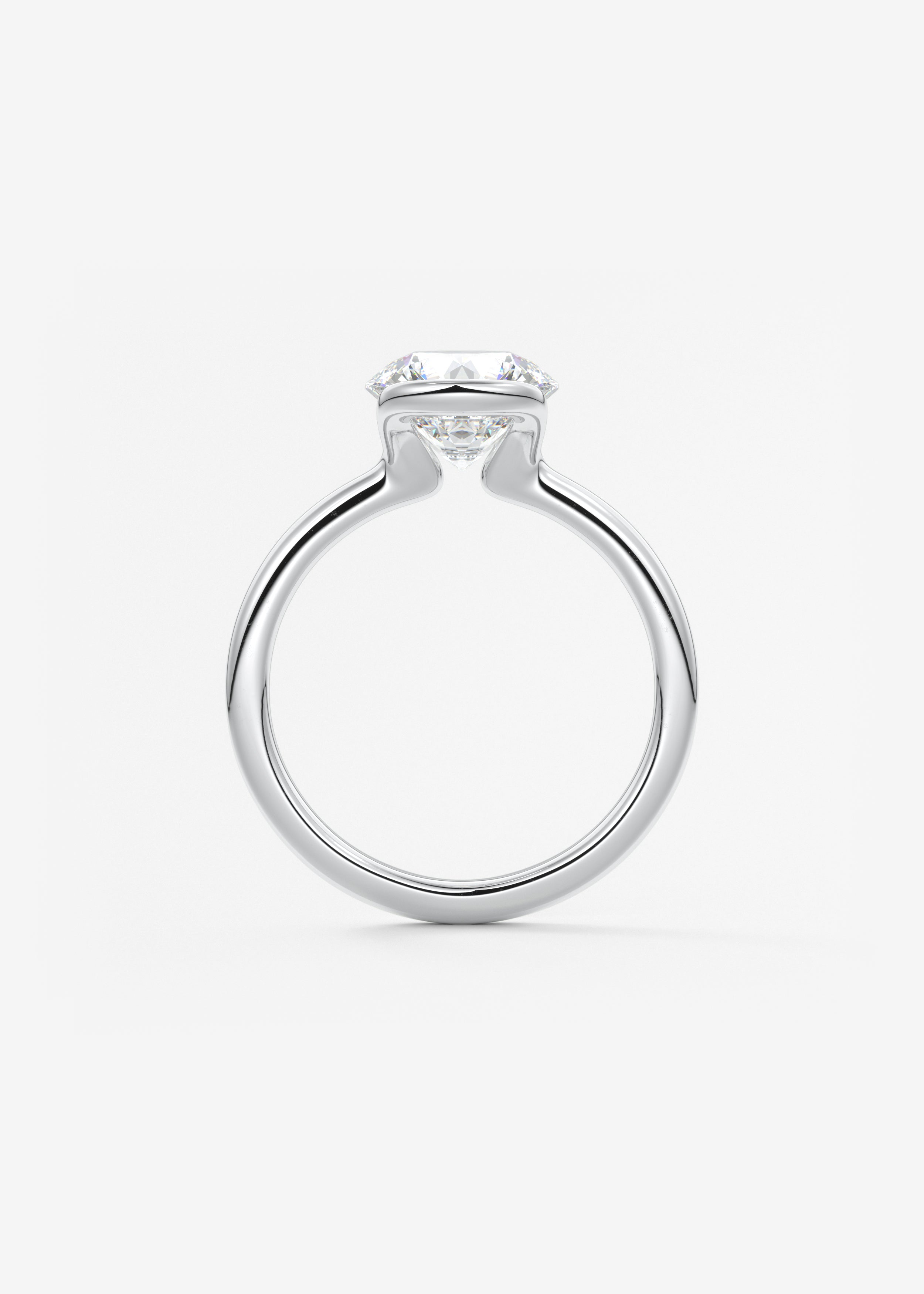 Round Half Bezel Lab Grown Diamond Engagement Ring